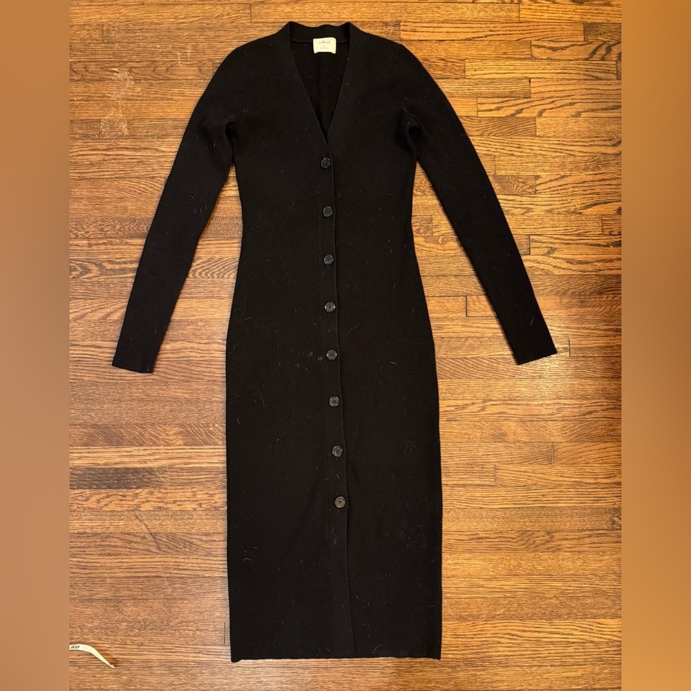 Wilfred Charcoal Tight Long Sleeve Tavola Sweater Dress Button Down Size Small - Picture 3 of 6